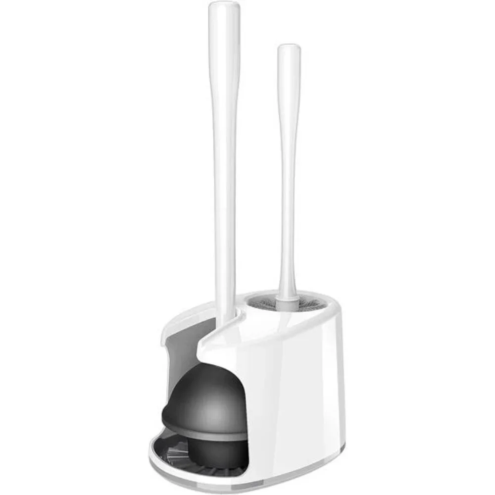 Toilet Plunger and Bowl Brush Set Heavy Duty Bathroom Cleaning Tool White
